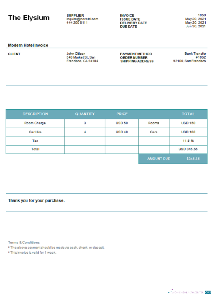 Download USA The Elysium invoice Photoshop template